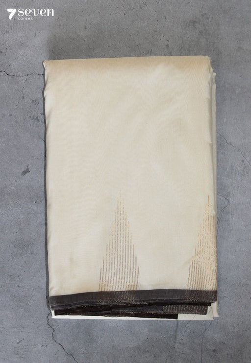 Tharol Signature Seven Handloom Off-White Bangalore Pure Silk Cotton Saree - Seven Sarees - Saree - Seven Sarees