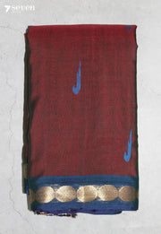 Tharuni Signature Seven Handloom Maroon Bangalore Pure Cotton Saree - Seven Sarees - Saree - Seven Sarees