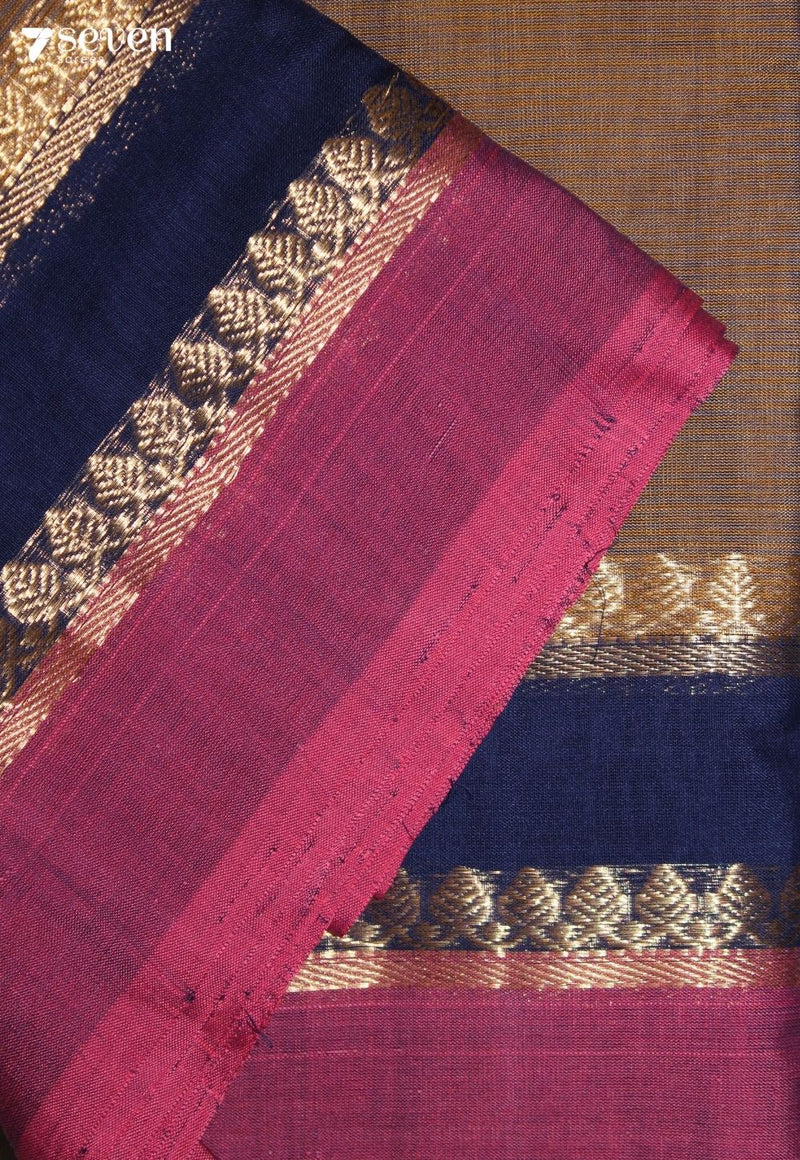 Tharvaya Signature Seven Handloom Mustard Bangalore Pure Cotton Saree - Seven Sarees - Saree - Seven Sarees