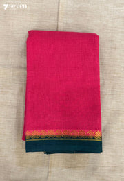 Thazhamboo Madurai Coral Red Handmade Pure Cotton Sungudi Saree - Seven Sarees - Saree - Seven Sarees