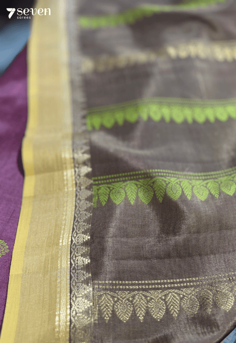 The Desert Rose Signature Seven Handloom Brown Bangalore Vegan Silk Saree - Seven Sarees - Saree - Seven Sarees