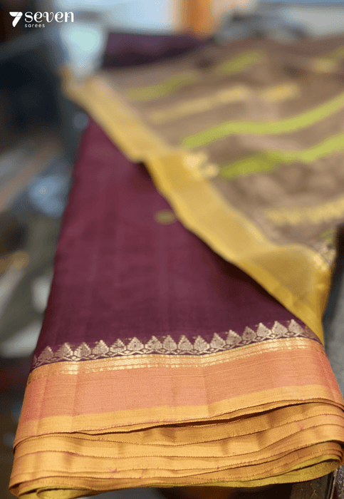 The Desert Rose Signature Seven Handloom Brown Bangalore Vegan Silk Saree - Seven Sarees - Saree - Seven Sarees