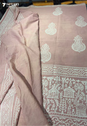 The Floating Quilt Jaipur Pink Handblock 100% Cotton Saree - Seven Sarees - Saree - Seven Sarees