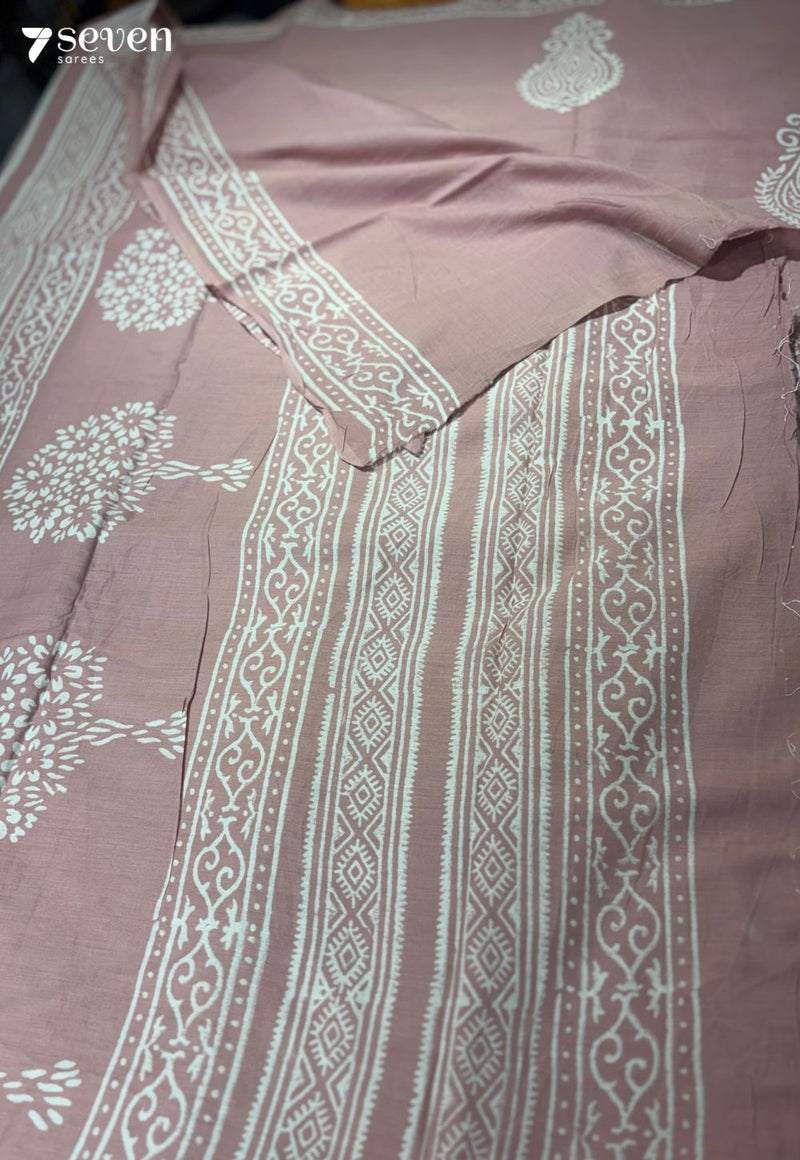 The Floating Quilt Jaipur Pink Handblock 100% Cotton Saree - Seven Sarees - Saree - Seven Sarees