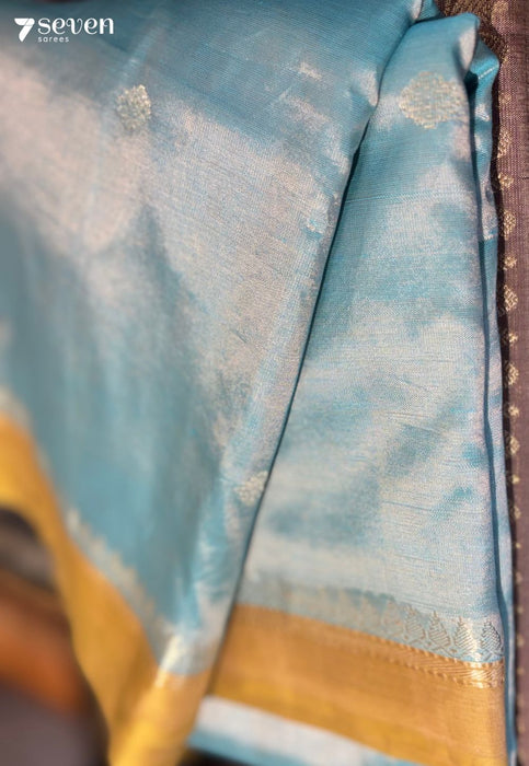 The Mirage Signature Seven Handloom Blue Bangalore Vegan Silk Saree - Seven Sarees - Saree - Seven Sarees