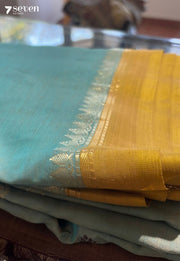 The Mirage Signature Seven Handloom Blue Bangalore Vegan Silk Saree - Seven Sarees - Saree - Seven Sarees