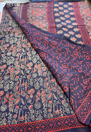 The Nettle Nook Jaipur Blue Handblock 100% Cotton Saree - Seven Sarees - Saree - Seven Sarees