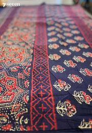 The Nettle Nook Jaipur Blue Handblock 100% Cotton Saree - Seven Sarees - Saree - Seven Sarees