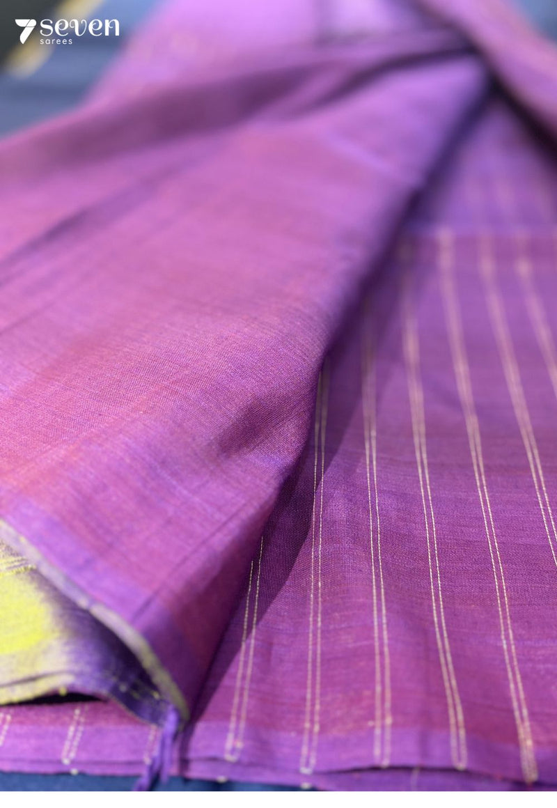 The Purple Ravine Seven Signature Seven Handloom Purple Bangalore Vegan Silk Saree - Seven Sarees - Saree - Seven Sarees
