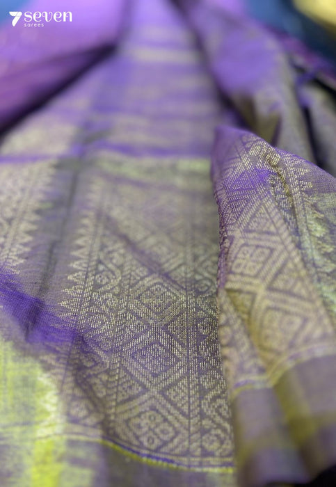 The Purple Ravine Seven Signature Seven Handloom Purple Bangalore Vegan Silk Saree - Seven Sarees - Saree - Seven Sarees