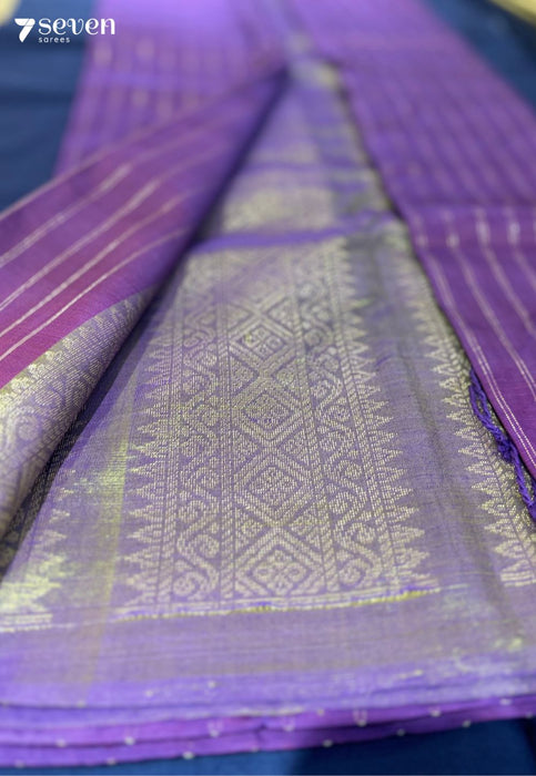 The Purple Ravine Seven Signature Seven Handloom Purple Bangalore Vegan Silk Saree - Seven Sarees - Saree - Seven Sarees