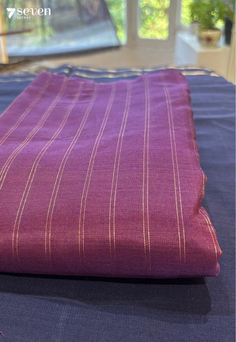 The Purple Ravine Seven Signature Seven Handloom Purple Bangalore Vegan Silk Saree - Seven Sarees - Saree - Seven Sarees