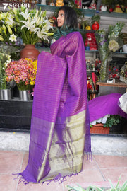 The Purple Ravine Seven Signature Seven Handloom Purple Bangalore Vegan Silk Saree - Seven Sarees - Saree - Seven Sarees