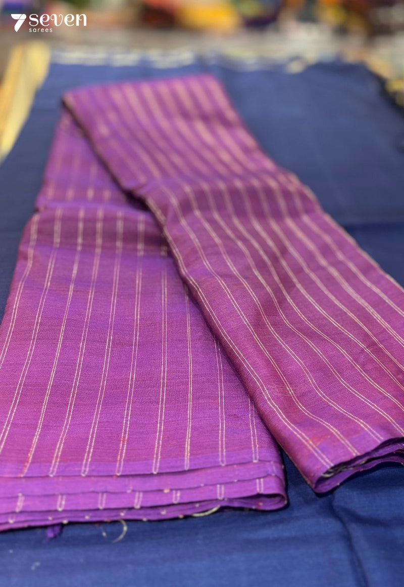 The Purple Ravine Seven Signature Seven Handloom Purple Bangalore Vegan Silk Saree - Seven Sarees - Saree - Seven Sarees