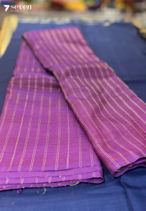 The Purple Ravine Seven Signature Seven Handloom Purple Bangalore Vegan Silk Saree - Seven Sarees - Saree - Seven Sarees