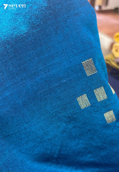 The Rain Goddess Seven Signature Seven Handloom Blue Bangalore Vegan Silk Saree - Seven Sarees - Saree - Seven Sarees