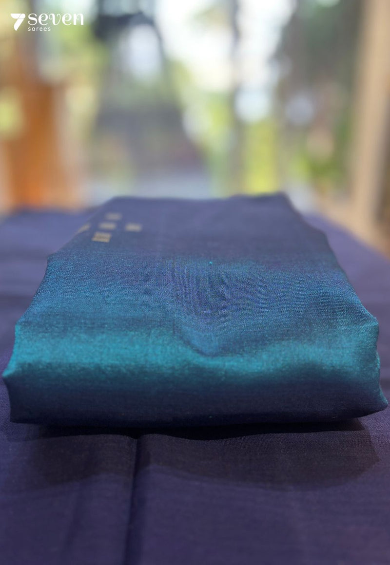The Rain Goddess Seven Signature Seven Handloom Blue Bangalore Vegan Silk Saree - Seven Sarees - Saree - Seven Sarees