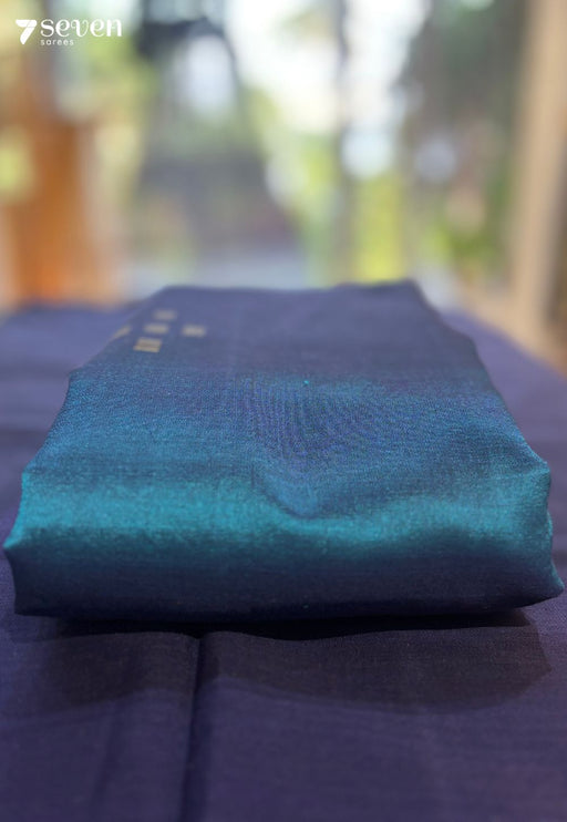 The Rain Goddess Seven Signature Seven Handloom Blue Bangalore Vegan Silk Saree - Seven Sarees - Saree - Seven Sarees