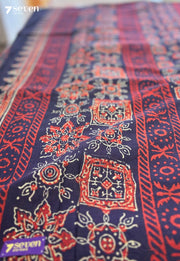 The Wild Buttercup Jaipur Blue Handblock 100% Cotton Saree - Seven Sarees - Saree - Seven Sarees