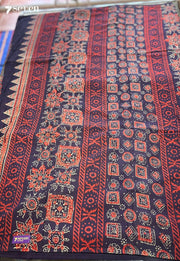 The Wild Buttercup Jaipur Blue Handblock 100% Cotton Saree - Seven Sarees - Saree - Seven Sarees