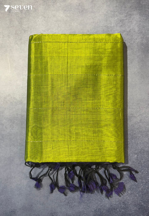 Tholi Mangalagiri Handloom Green Vegan Silk Saree - Seven Sarees - Saree - Seven Sarees