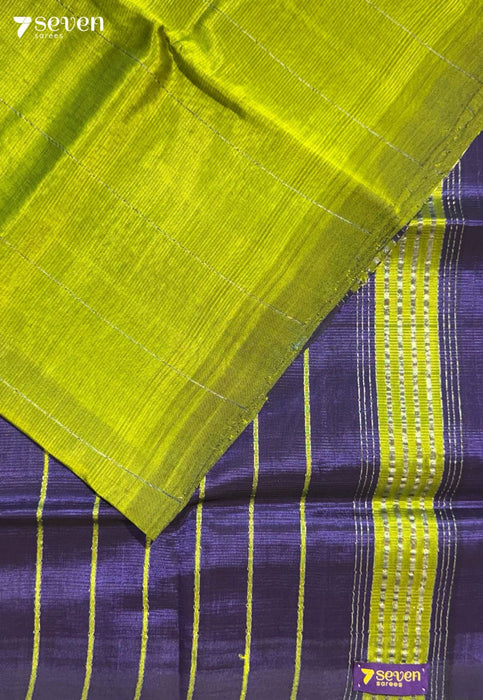 Tholi Mangalagiri Handloom Green Vegan Silk Saree - Seven Sarees - Saree - Seven Sarees