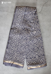 Tholvaya Jaipur Purple Hand Block Printed Silk Cotton Saree - Seven Sarees - Saree - Seven Sarees