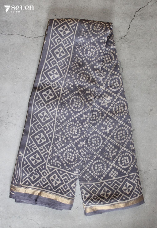 Tholvaya Jaipur Purple Hand Block Printed Silk Cotton Saree - Seven Sarees - Saree - Seven Sarees
