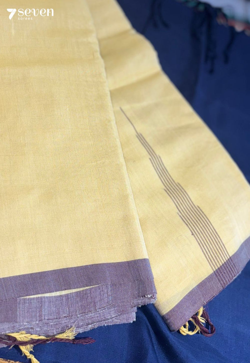 Tisha Signature Seven Handloom Sandal Bangalore Pure Cotton Saree - Seven Sarees - Saree - Seven Sarees