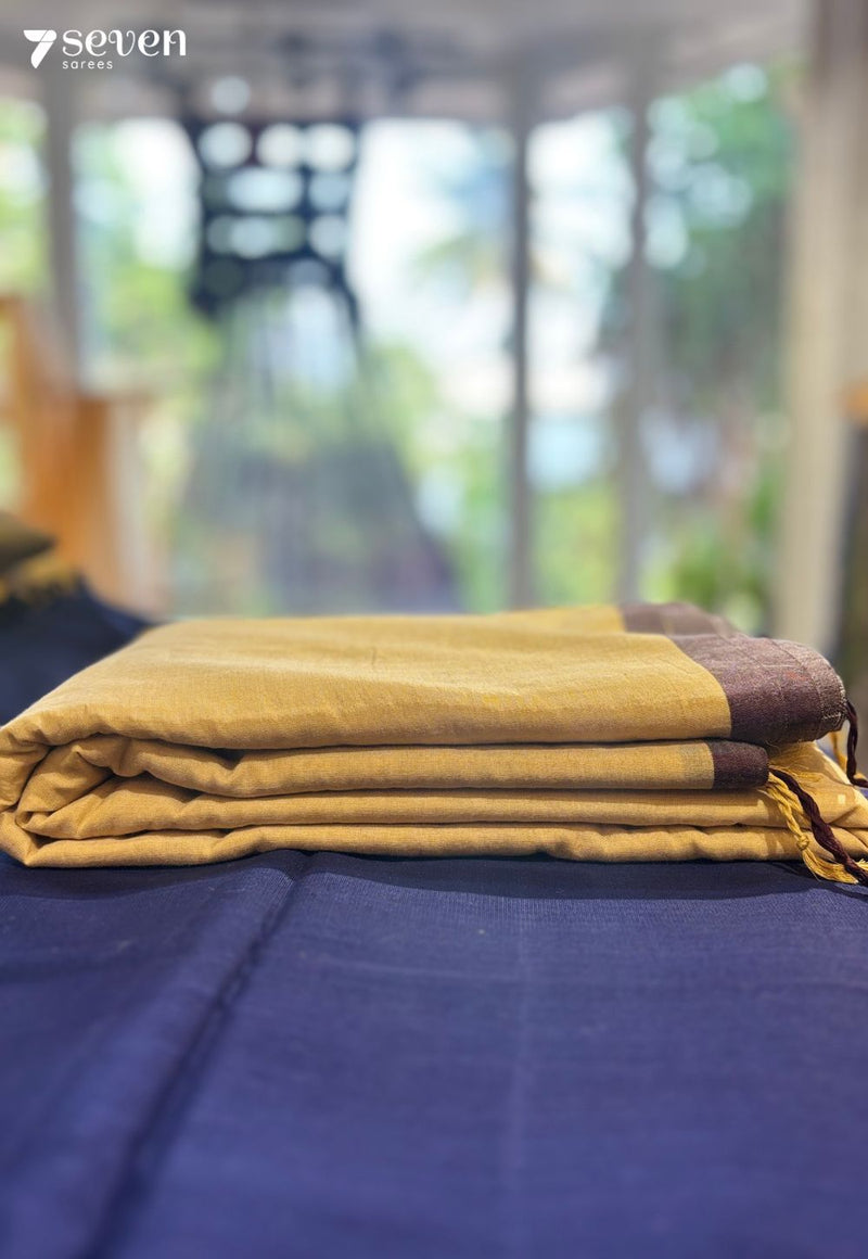 Tisha Signature Seven Handloom Sandal Bangalore Pure Cotton Saree - Seven Sarees - Saree - Seven Sarees