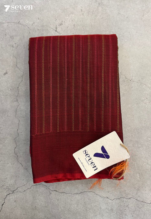 Tittiksha Signature Seven Handloom Red Bangalore Pure Silk Cotton Saree - Seven Sarees - Saree - Seven Sarees