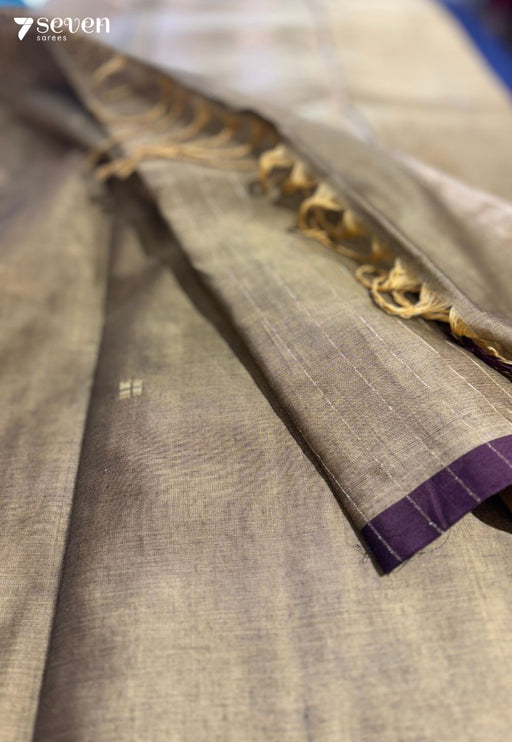 Tiya Signature Seven Handloom Brown Bangalore Pure Cotton Saree - Seven Sarees - Saree - Seven Sarees