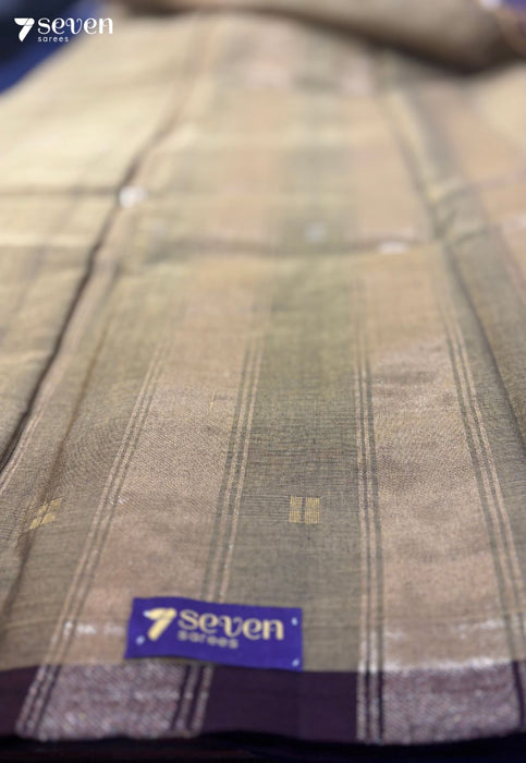 Tiya Signature Seven Handloom Brown Bangalore Pure Cotton Saree - Seven Sarees - Saree - Seven Sarees