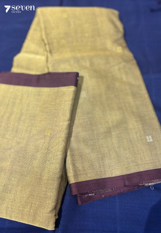 Tiya Signature Seven Handloom Brown Bangalore Pure Cotton Saree - Seven Sarees - Saree - Seven Sarees