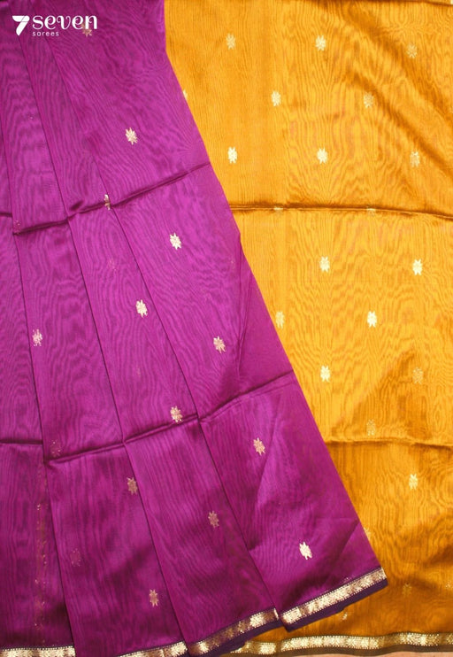 Toranvi Maheshwari Handloom Purple Silk Cotton Saree - Seven Sarees - Seven Sarees
