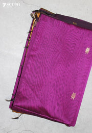 Toranvi Maheshwari Handloom Purple Silk Cotton Saree - Seven Sarees - Seven Sarees
