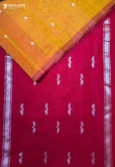 Trisha Signature Seven Handloom Orange Bangalore Pure Silk Cotton Saree - Seven Sarees - Saree - Seven Sarees
