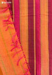 Tritka Signature Seven Handloom Orange Bangalore Pure Silk Cotton Saree - Seven Sarees - Saree - Seven Sarees