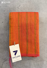 Tritka Signature Seven Handloom Orange Bangalore Pure Silk Cotton Saree - Seven Sarees - Saree - Seven Sarees