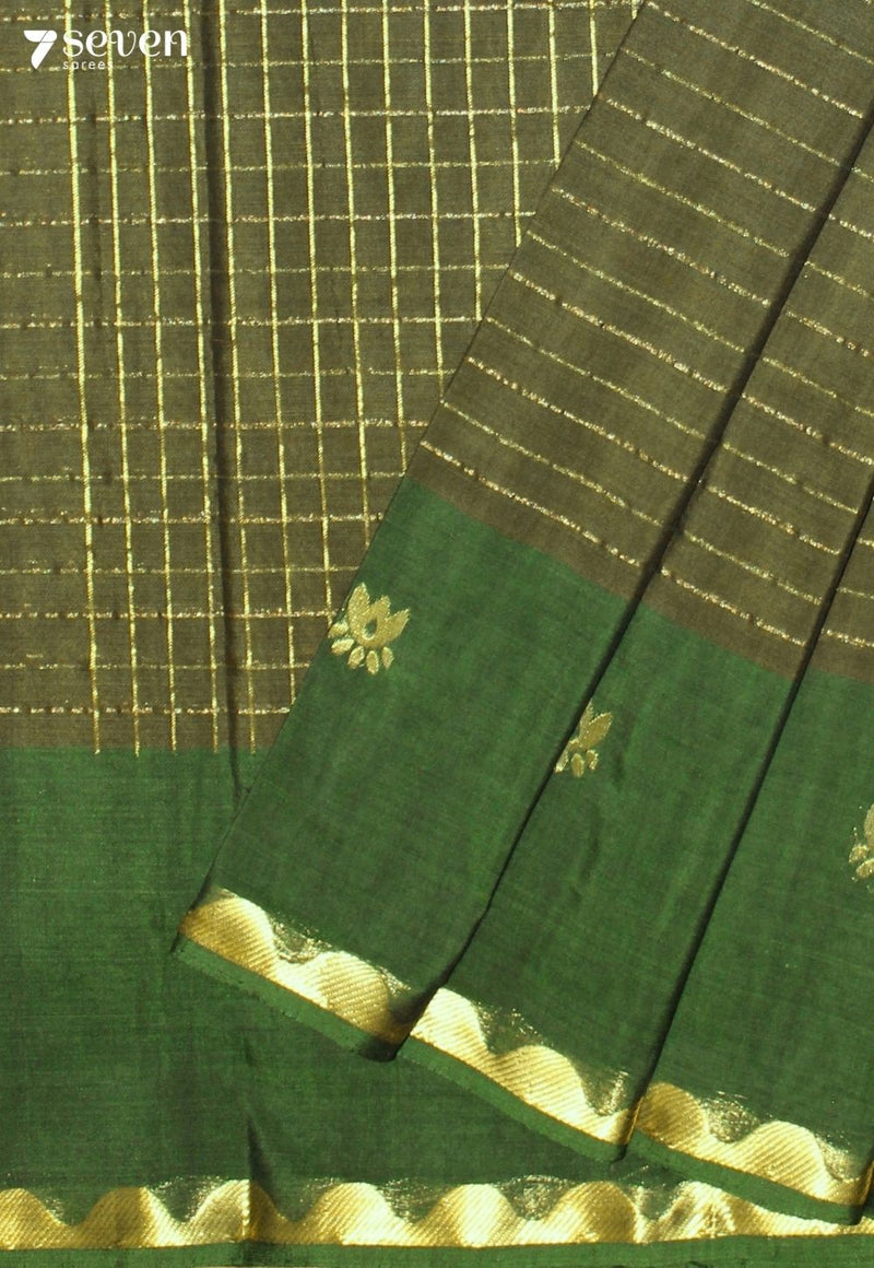 Tuhara Signature Seven Handloom Green Bangalore Pure Cotton Saree - Seven Sarees - Saree - Seven Sarees
