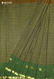 Tuhara Signature Seven Handloom Green Bangalore Pure Cotton Saree - Seven Sarees - Saree - Seven Sarees