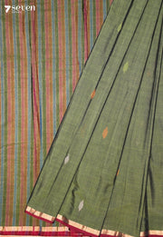 Tuhira Signature Seven Handloom Green Bangalore Pure Cotton Saree - Seven Sarees - Saree - Seven Sarees