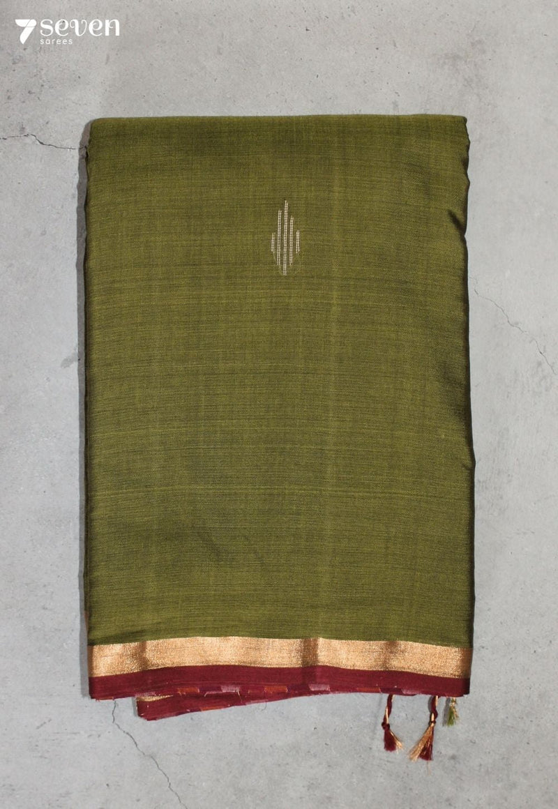 Tuhvani Signature Seven Handloom Green Bangalore Pure Cotton Saree - Seven Sarees - Saree - Seven Sarees