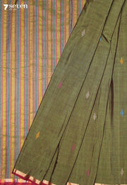 Tuhvani Signature Seven Handloom Green Bangalore Pure Cotton Saree - Seven Sarees - Saree - Seven Sarees