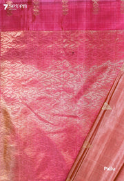 Tuhvya Signature Seven Handloom Peach Bangalore Pure Silk Cotton Saree - Seven Sarees - Saree - Seven Sarees