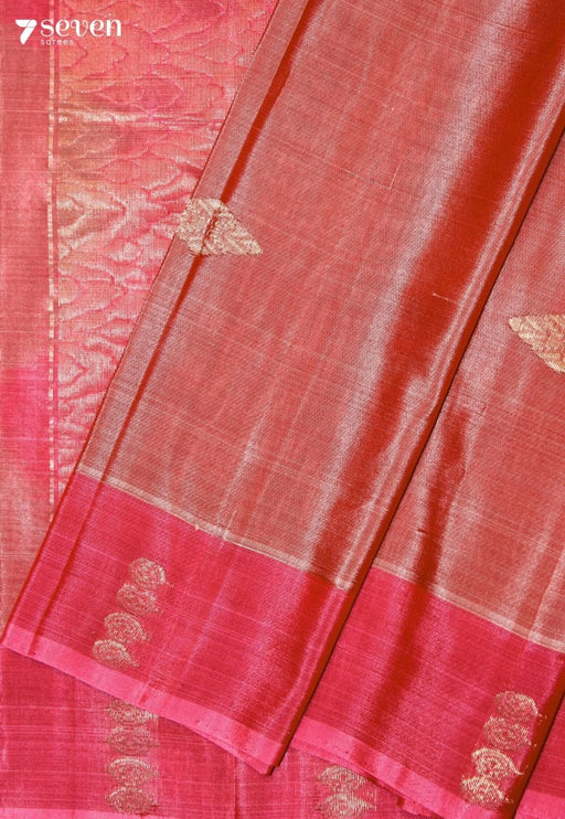 Tuhvya Signature Seven Handloom Peach Bangalore Pure Silk Cotton Saree - Seven Sarees - Saree - Seven Sarees