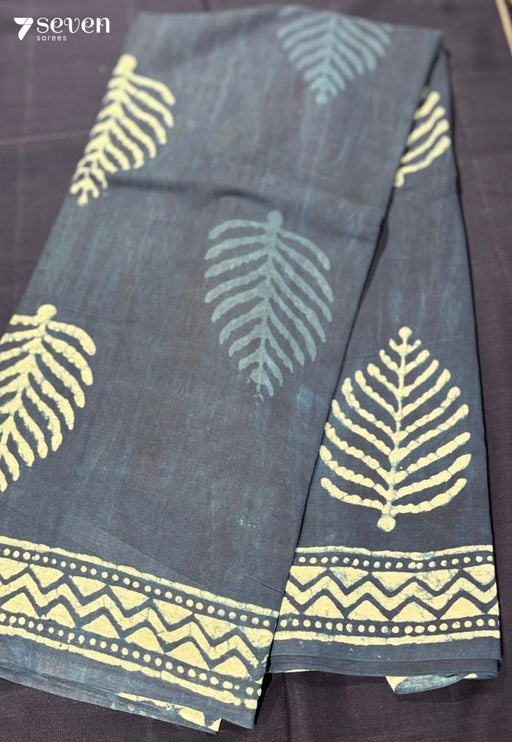 Tumbleweed & Tea Jaipur Blue Handblock 100% Cotton Saree - Seven Sarees - Saree - Seven Sarees
