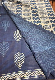 Tumbleweed & Tea Jaipur Blue Handblock 100% Cotton Saree - Seven Sarees - Saree - Seven Sarees