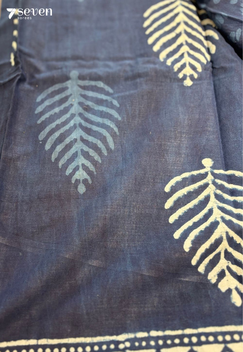 Tumbleweed & Tea Jaipur Blue Handblock 100% Cotton Saree - Seven Sarees - Saree - Seven Sarees