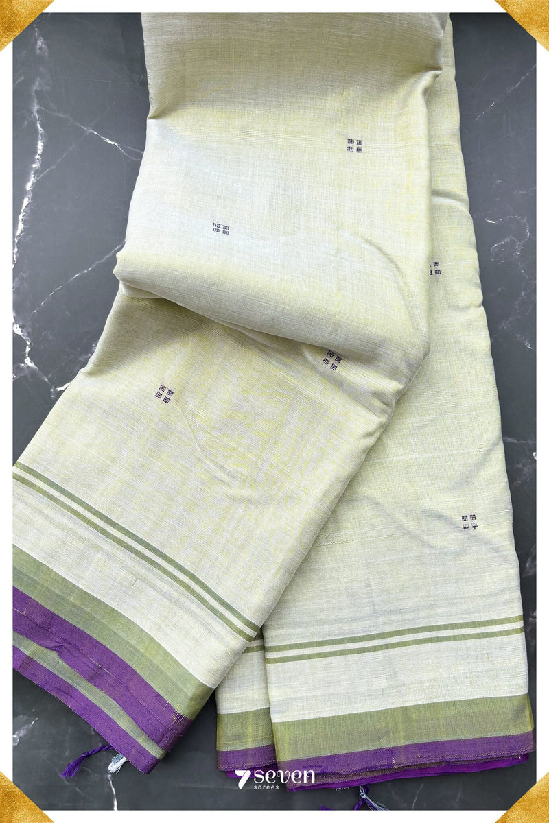 Ulagame Signature Seven Handloom Green Bangalore Vegan Silk Saree - Seven Sarees - Saree - Seven Sarees